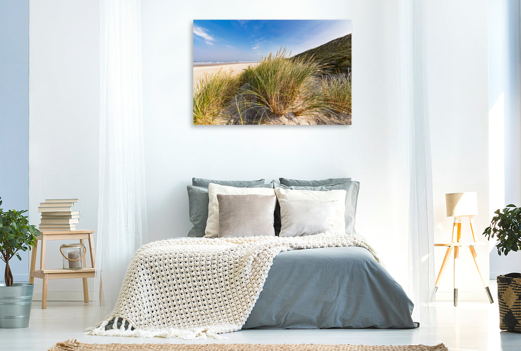 Premium textile canvas Premium textile canvas 120 cm x 80 cm across North Beach, view through the dunes 