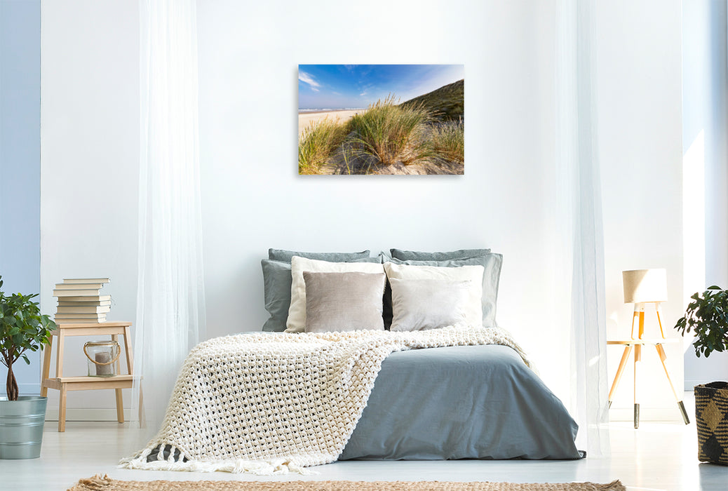 Premium textile canvas Premium textile canvas 120 cm x 80 cm across North Beach, view through the dunes 