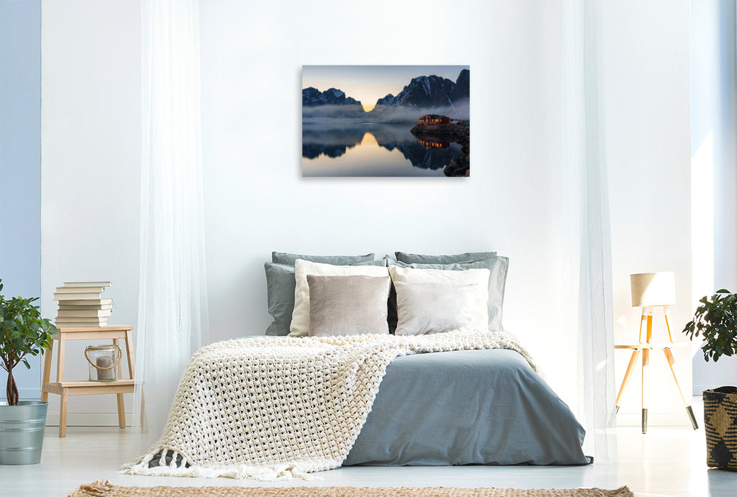 Premium textile canvas Premium textile canvas 120 cm x 80 cm landscape A motif from the calendar Lofoten - From Dusk Till Dawn 
