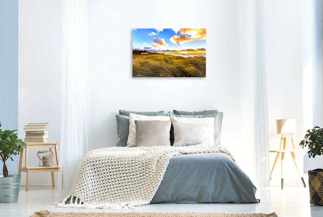 Premium textile canvas Premium textile canvas 120 cm x 80 cm landscape beach view in Wustrow 