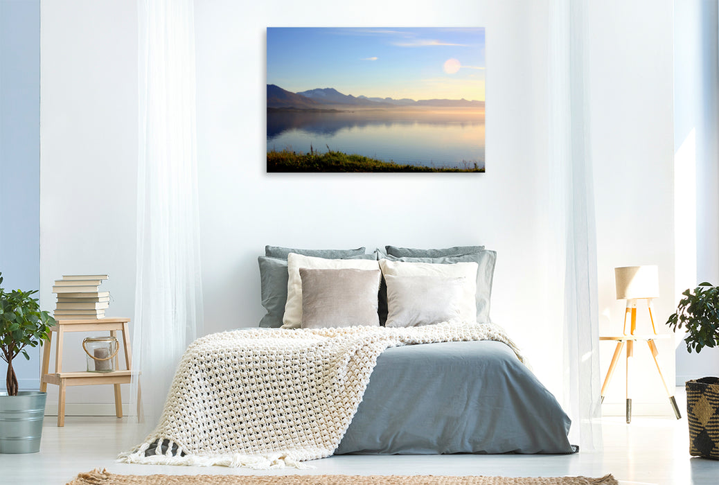 Premium textile canvas Premium textile canvas 120 cm x 80 cm landscape Silence in the fjord 