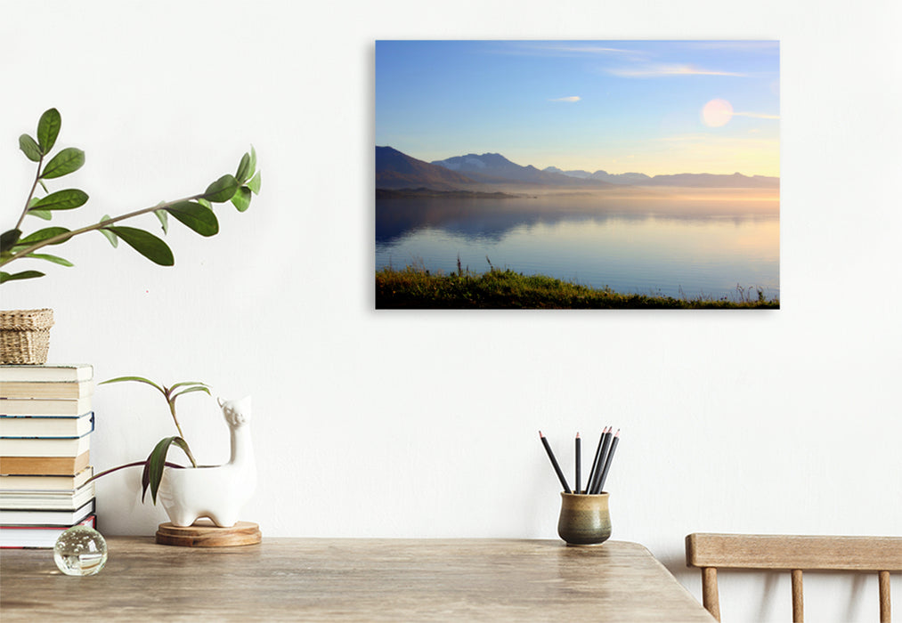 Premium textile canvas Premium textile canvas 120 cm x 80 cm landscape Silence in the fjord 