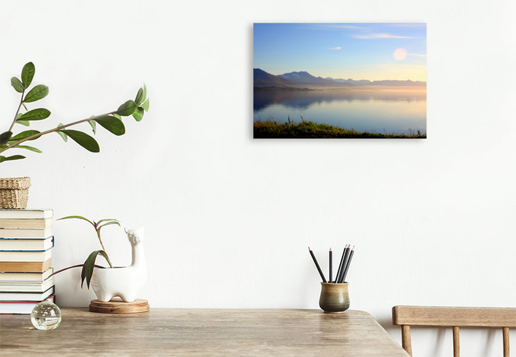 Premium textile canvas Premium textile canvas 120 cm x 80 cm landscape Silence in the fjord 