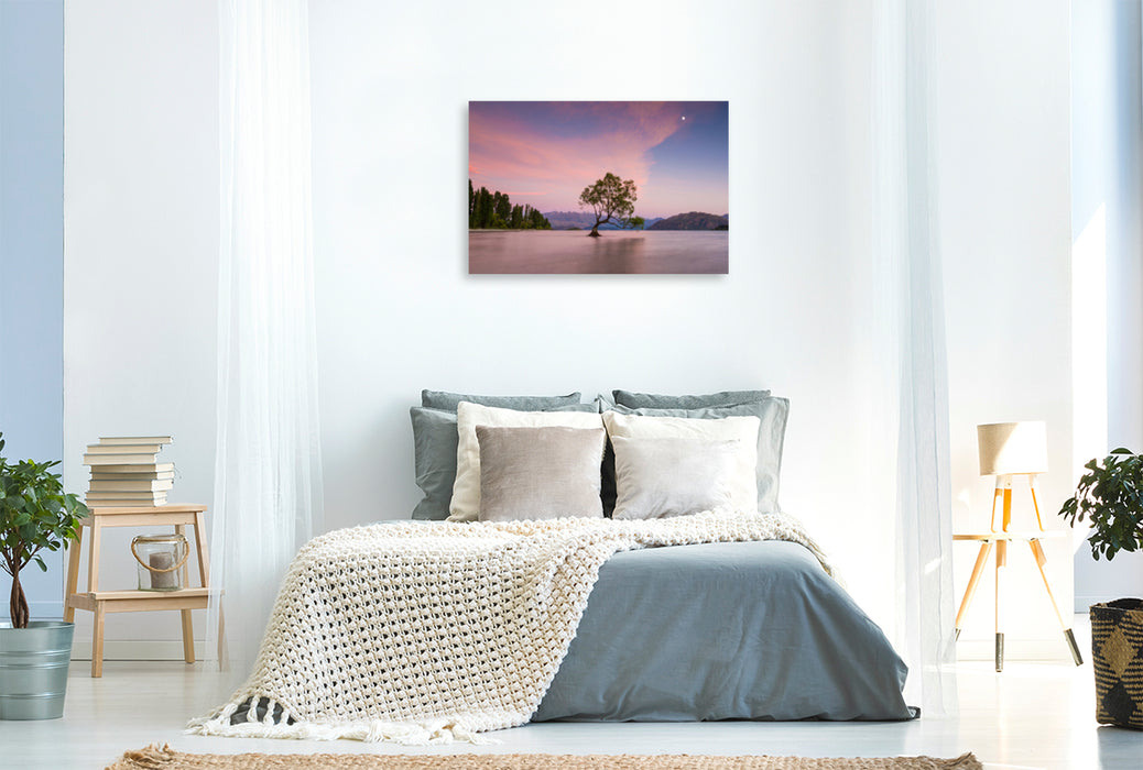 Premium textile canvas Premium textile canvas 120 cm x 80 cm landscape Wanaka Tree 