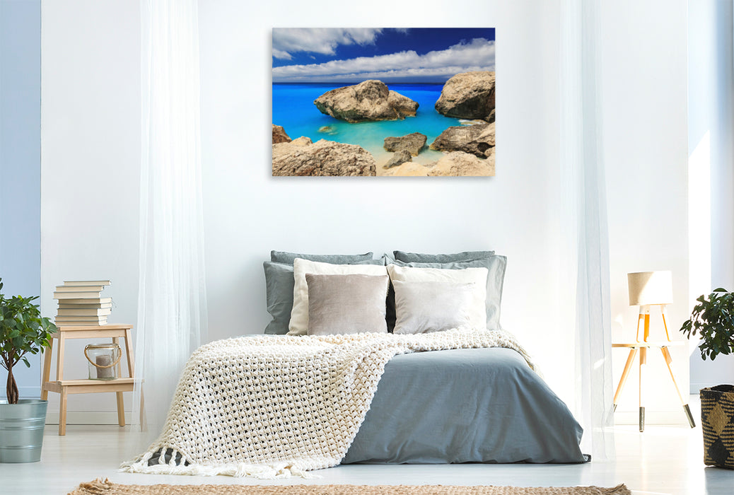 Premium Textil-Leinwand Premium Textil-Leinwand 120 cm x 80 cm quer Lefkada - Kathisma Beach