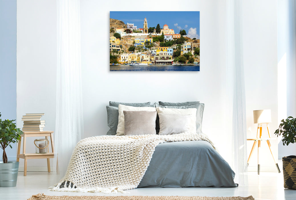 Premium textile canvas Premium textile canvas 120 cm x 80 cm landscape View of the Greek Orthodox Church 