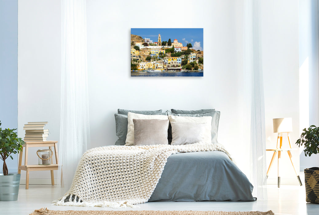 Premium textile canvas Premium textile canvas 120 cm x 80 cm landscape View of the Greek Orthodox Church 