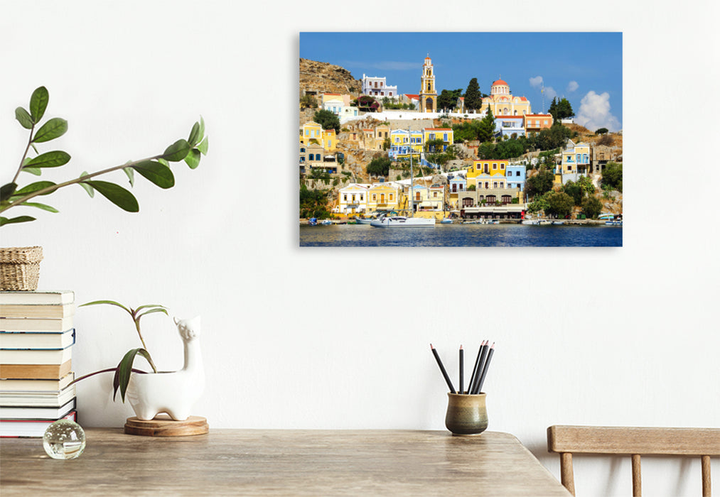 Premium textile canvas Premium textile canvas 120 cm x 80 cm landscape View of the Greek Orthodox Church 