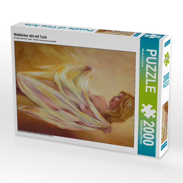 Weiblicher Akt mit Tuch 2000 Teile Puzzle hoch - CALVENDO Foto-Puzzle'