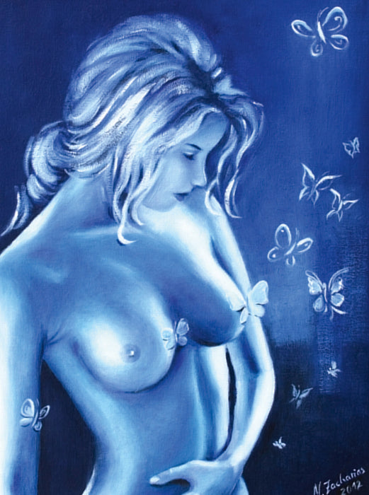 Traumhaft schöner Akt in Blau 2000 Teile Puzzle hoch - CALVENDO Foto-Puzzle'