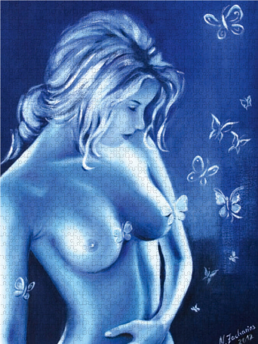 Traumhaft schöner Akt in Blau 2000 Teile Puzzle hoch - CALVENDO Foto-Puzzle'