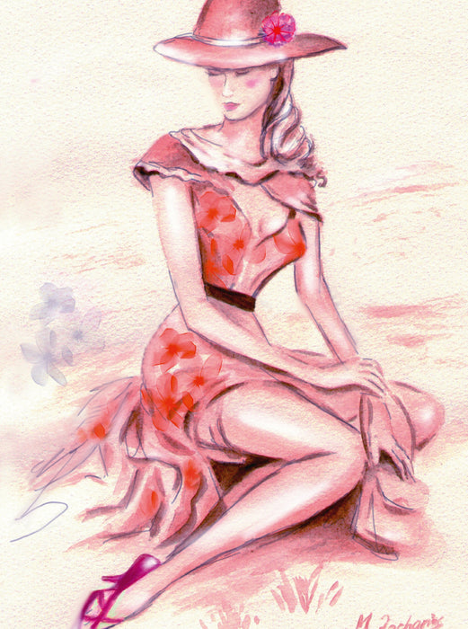 Träumende Lady mit Hut 2000 Teile Puzzle hoch - CALVENDO Foto-Puzzle'