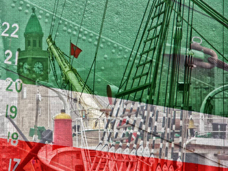 Die "Rickmer Rickmers" an den Hamburger Landungsbrücken - CALVENDO Foto-Puzzle'