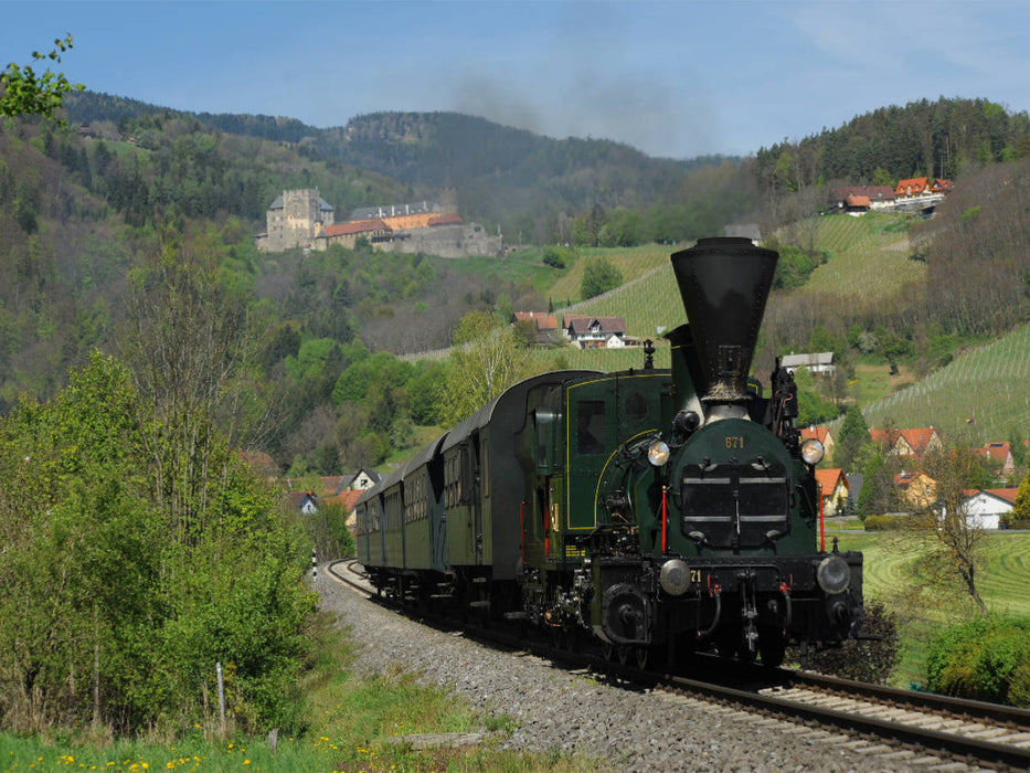 Dampflok 671 auf der Leibenfelder Höhe in Deutschlandsberg - CALVENDO Foto-Puzzle'