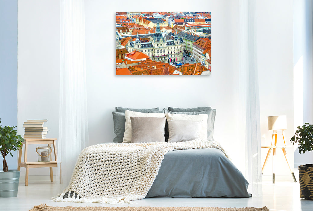 Premium textile canvas Premium textile canvas 120 cm x 80 cm landscape town hall 