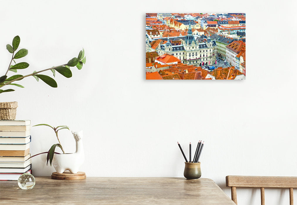 Premium textile canvas Premium textile canvas 120 cm x 80 cm landscape town hall 