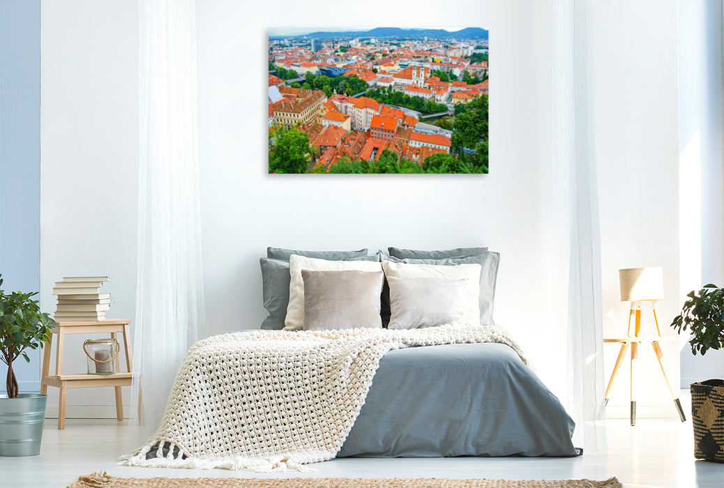 Premium textile canvas Premium textile canvas 120 cm x 80 cm landscape Graz 