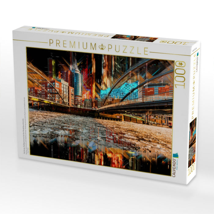 Hamburg, Stadtpanorama bei der Niederbaumbrücke - CALVENDO Foto-Puzzle'