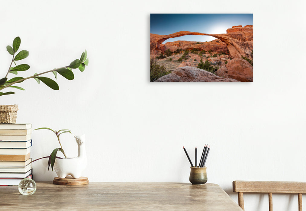 Premium Textil-Leinwand Premium Textil-Leinwand 120 cm x 80 cm quer Landscape Arch in Arches National Park