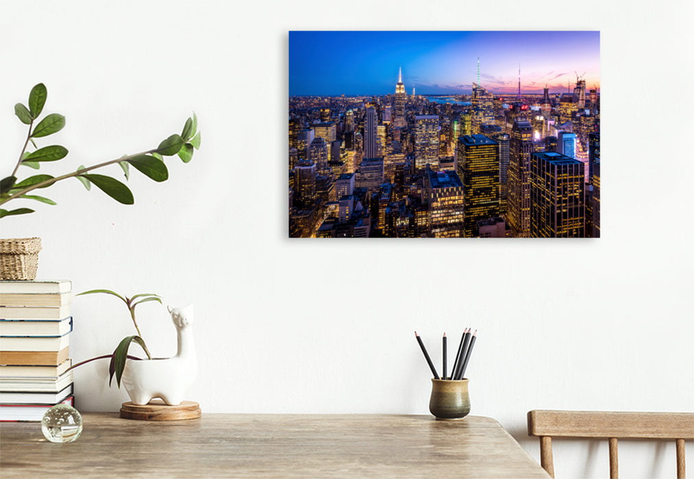 Premium Textil-Leinwand Premium Textil-Leinwand 120 cm x 80 cm quer Manhattan mit Empire State Building, New York City, USA