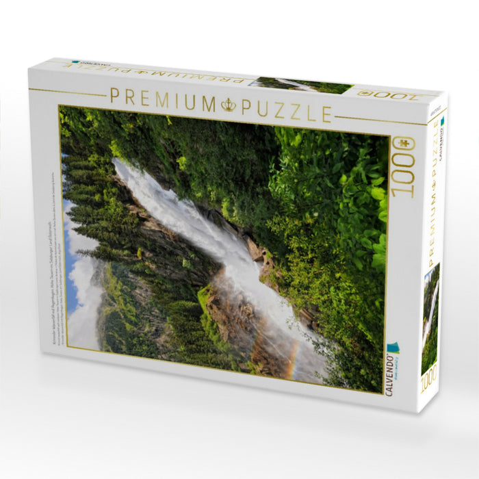 Krimmler Wasserfall mit Regenbogen. Hohe Tauern im Salzburger Land Österreich. - CALVENDO Foto-Puzzle'