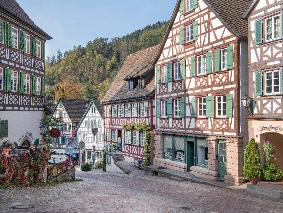 Marktplatz mit Fachwerkensemple. Links befindet sich der Gasthof Sonne - CALVENDO Foto-Puzzle'