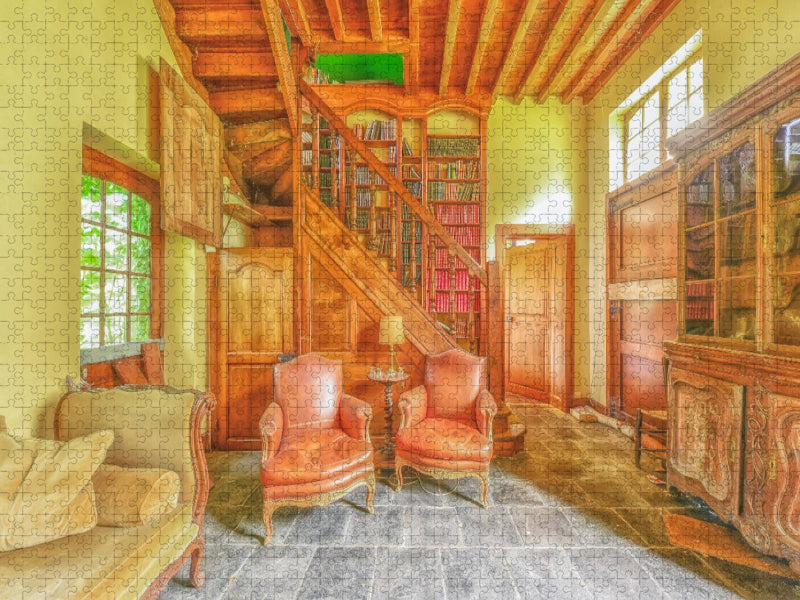 Die gemütliche Bibliothek - CALVENDO Foto-Puzzle'