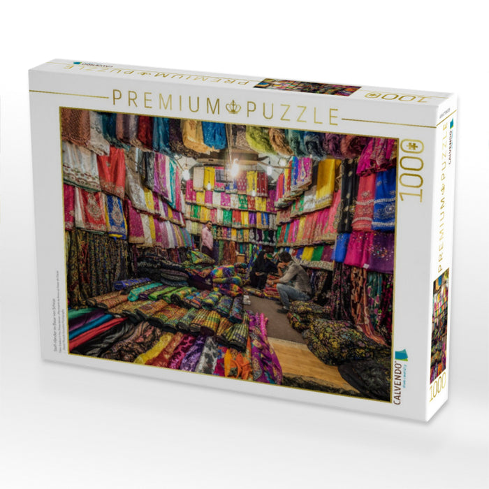 Stoff-Händler im Basar von Schiras - CALVENDO Foto-Puzzle'