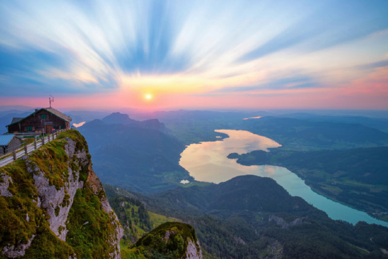 Premium Textil-Leinwand Abendstimmung auf der Schafbergspitze
