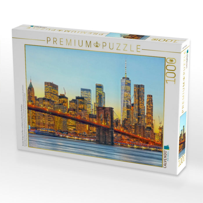 Brooklyn Bridge, East River und Skyline von Downtown Manhattan - CALVENDO Foto-Puzzle'