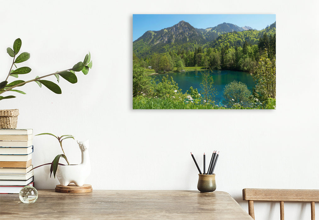 Premium textile canvas Premium textile canvas 120 cm x 80 cm across Christlessee in the Trettachtal 