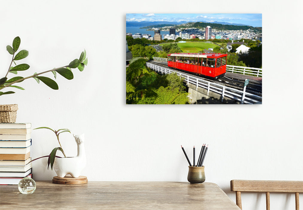 Premium textile canvas Premium textile canvas 120 cm x 80 cm across cable car in Wellington 