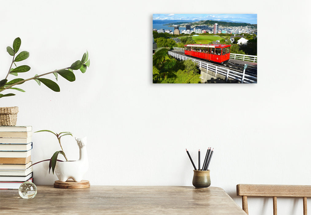 Premium textile canvas Premium textile canvas 120 cm x 80 cm across cable car in Wellington 