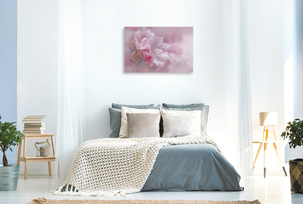 Premium Textil-Leinwand Premium Textil-Leinwand 120 cm x 80 cm quer Rosa Hibiscus