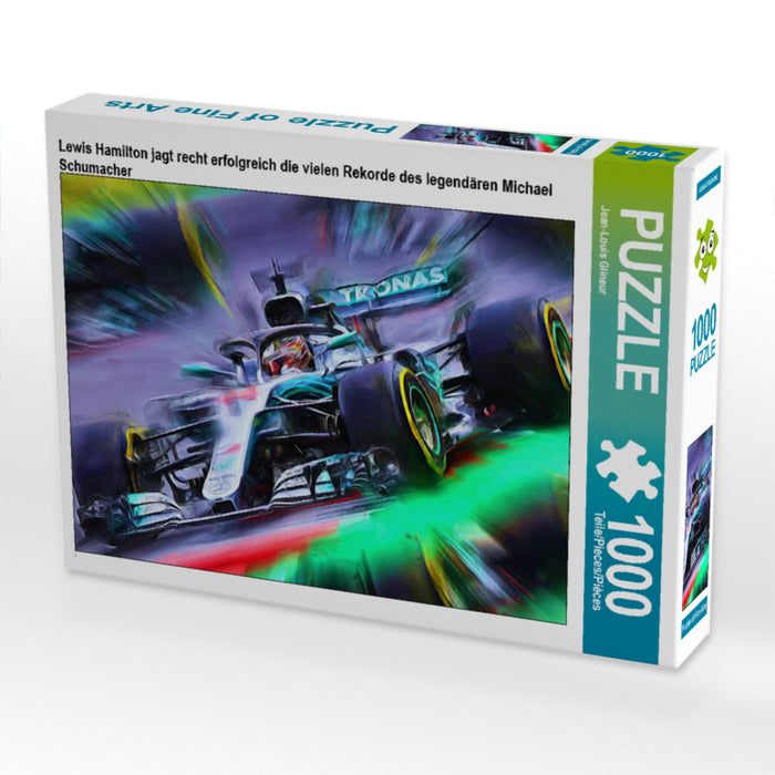 Lewis Hamilton jagt recht erfolgreich die vielen Rekorde des legendären Michael Schumacher 1000 Teile Puzzle quer - CALVENDO Foto-Puzzle'
