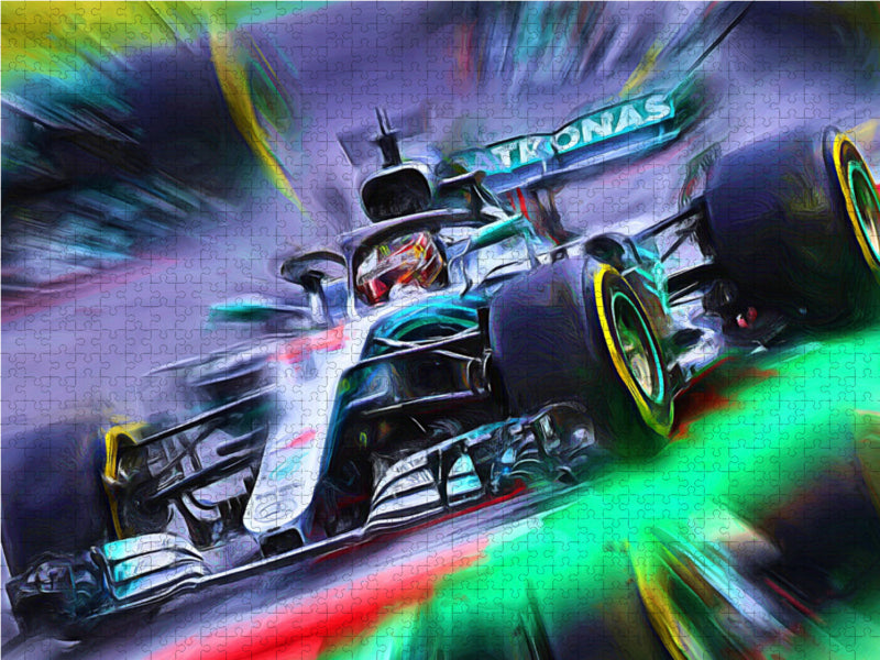Lewis Hamilton jagt recht erfolgreich die vielen Rekorde des legendären Michael Schumacher 1000 Teile Puzzle quer - CALVENDO Foto-Puzzle'