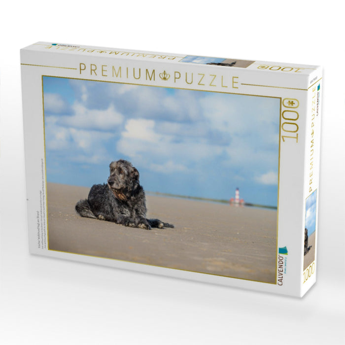 Irischer Wolfshund liegt am Strand - CALVENDO Foto-Puzzle'