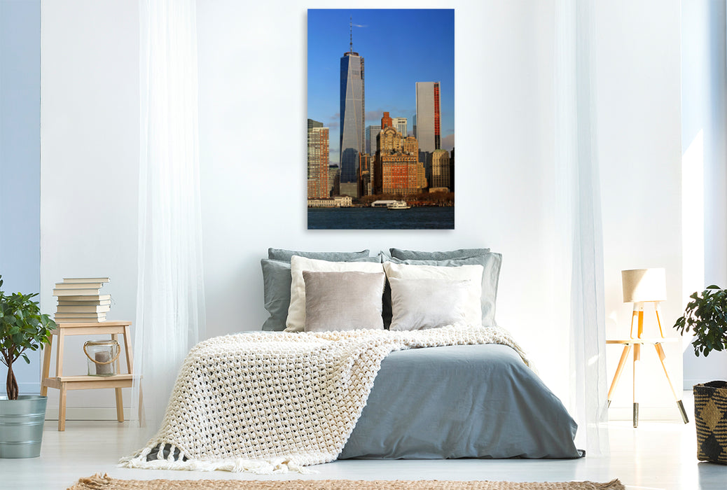 Premium Textil-Leinwand Premium Textil-Leinwand 80 cm x 120 cm  hoch Manhattan Skyline von New York City
