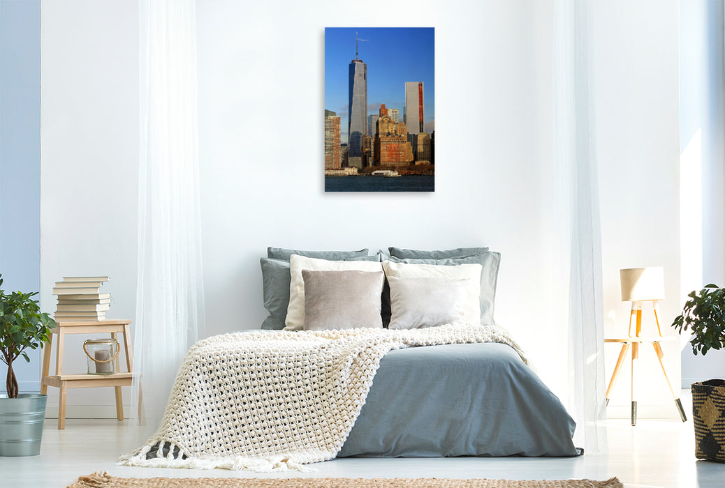 Premium Textil-Leinwand Premium Textil-Leinwand 80 cm x 120 cm  hoch Manhattan Skyline von New York City