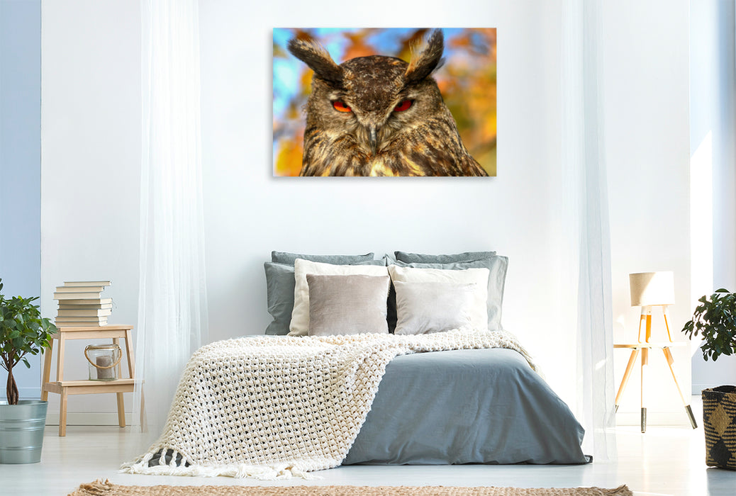 Premium textile canvas Premium textile canvas 120 cm x 80 cm landscape eagle owl 