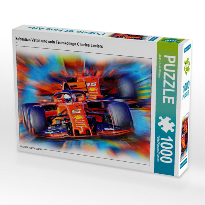Sebastian Vettel und sein Teamkollege Charles Leclerc 1000 Teile Puzzle quer - CALVENDO Foto-Puzzle'