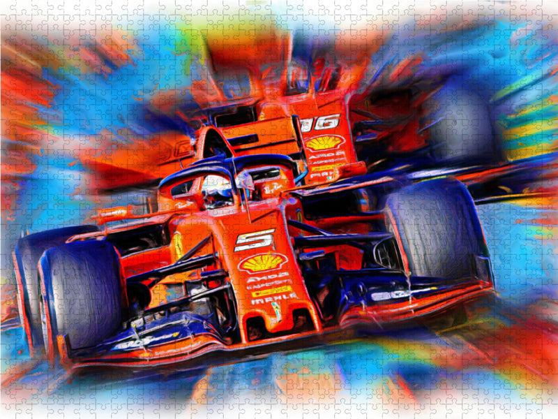 Sebastian Vettel und sein Teamkollege Charles Leclerc 1000 Teile Puzzle quer - CALVENDO Foto-Puzzle'