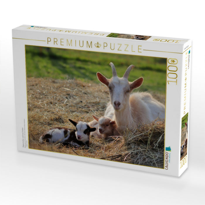 Ziegenmutter und zwei Zicklein - CALVENDO Foto-Puzzle'