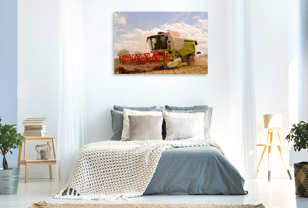 Premium Textil-Leinwand Premium Textil-Leinwand 120 cm x 80 cm quer Ein Motiv aus dem Kalender Landwirtschaft - Giganten im Kornfeld