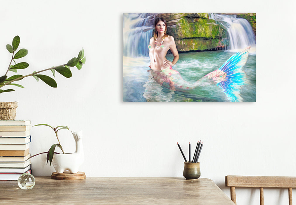 Premium textile canvas Premium textile canvas 120 cm x 80 cm landscape Mermaid 