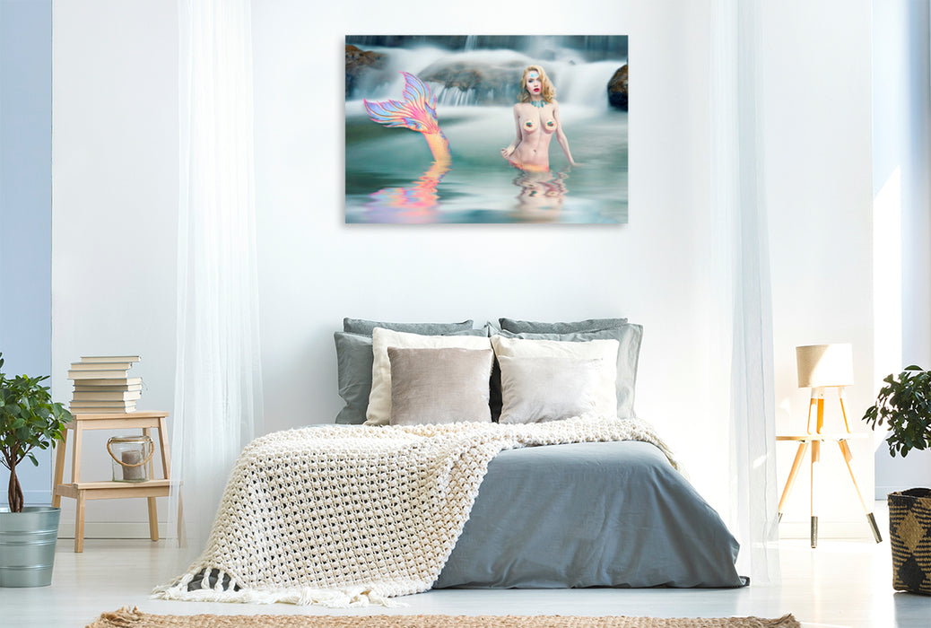 Premium textile canvas Premium textile canvas 120 cm x 80 cm landscape Mermaid 