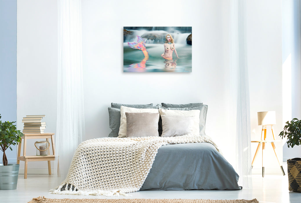 Premium textile canvas Premium textile canvas 120 cm x 80 cm landscape Mermaid 