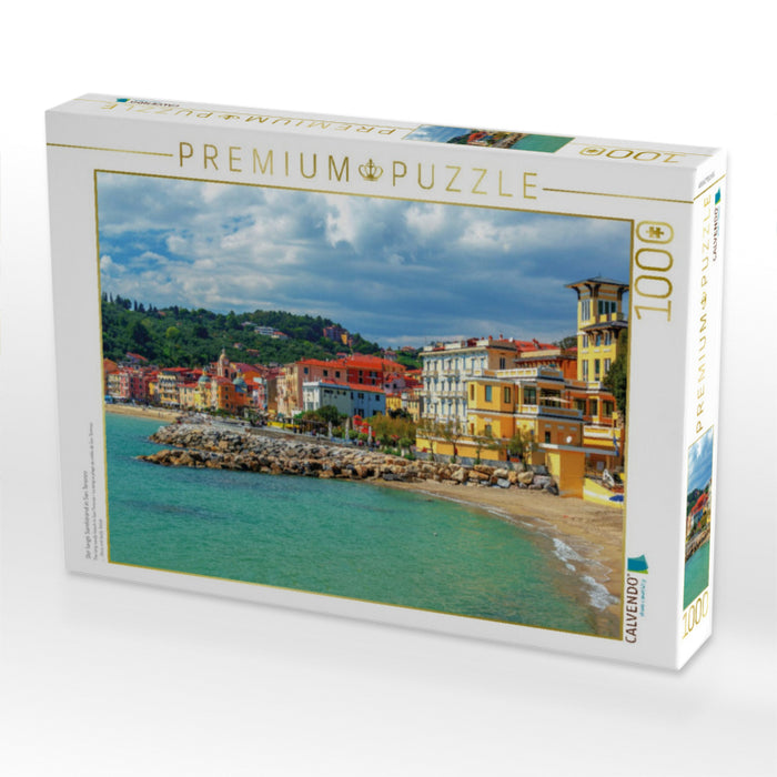 Der lange Sandstrand in San Terenzo - CALVENDO Foto-Puzzle'