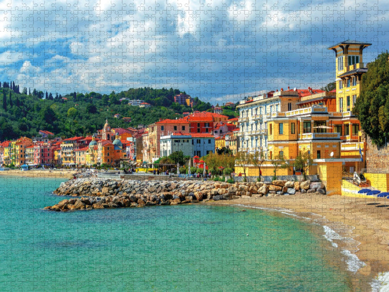 Der lange Sandstrand in San Terenzo - CALVENDO Foto-Puzzle'
