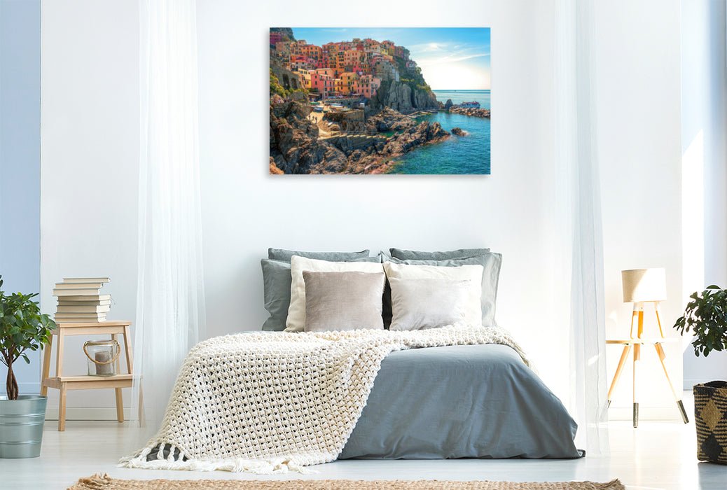 Premium textile canvas Premium textile canvas 120 cm x 80 cm landscape Manarola Marina 